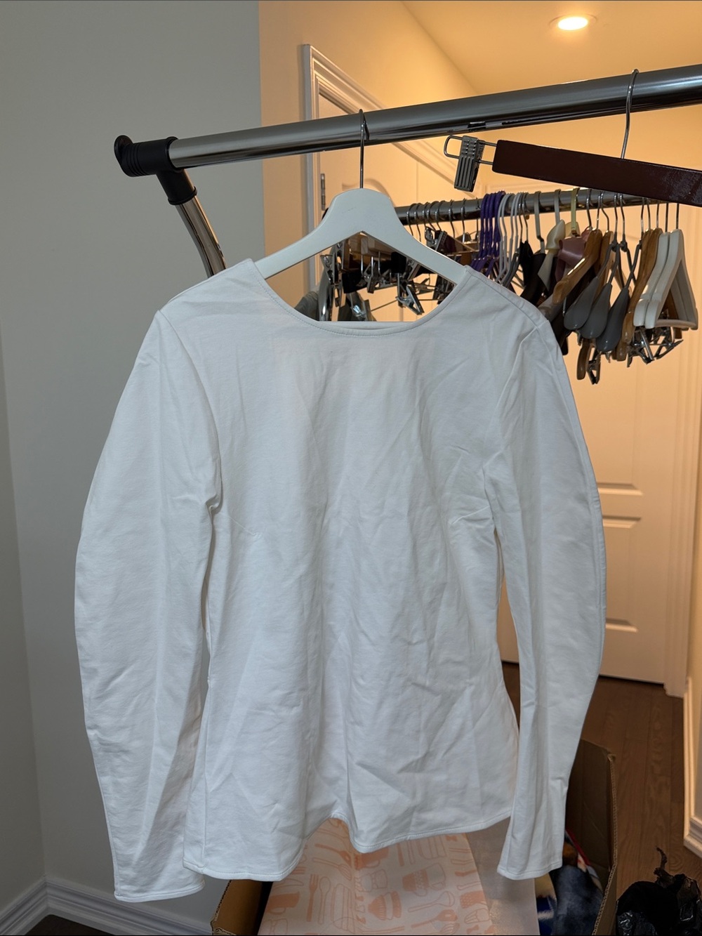 COS White Long Sleeve Crewneck Top